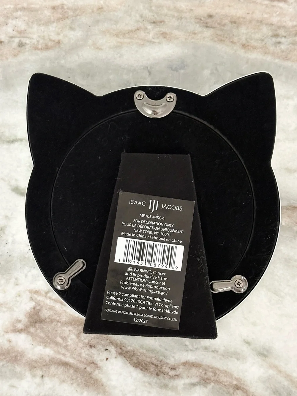 Kitty Cat Ear Shaped Round Picture Frame - Grey & Silver 4x4